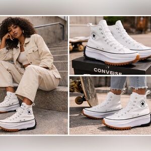 🔥 VIRAL Converse Run Star Hike Platform High Top White Lug Sneakers W9 NIB